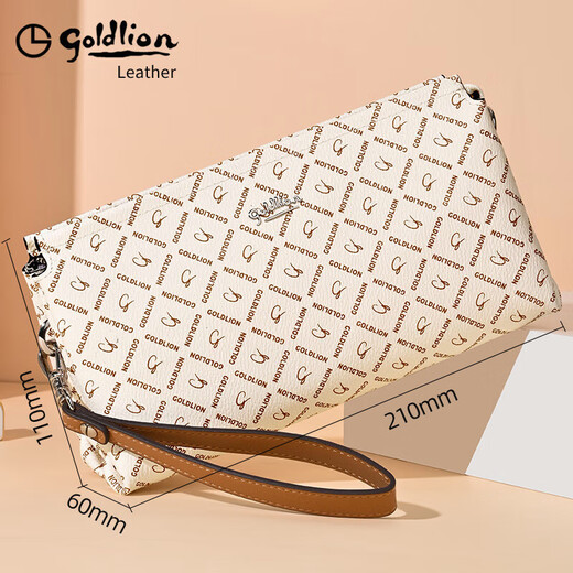 Goldlion Wallet Women's Clutch Bag Women's Bag-Sense Gift for Mom 2025 New Handbag Beige Official
