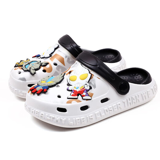 2025 new style sandals for children, fashionable and cute wading shoes, outdoor beach slippers, white and black 24