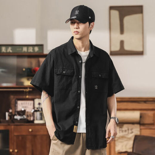Jeep Spirit Jeep Camisa de manga corta Hombres Summer Men americanos Retro Loose Camisa de trabajo Tope Camina superior Código de hombres 832 Código XL de caqui (145jin [Jin es igual a 0.5 kg] -165Jin [Jin es igual a 0.5 kg])