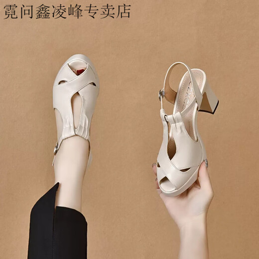 霓问妃丽轻奢女鞋鞋小忙鱼嘴鞋台凉鞋桐乡市洲泉爱美丽皮鞋店MR.DE 黑色 【品质现货直发】 34