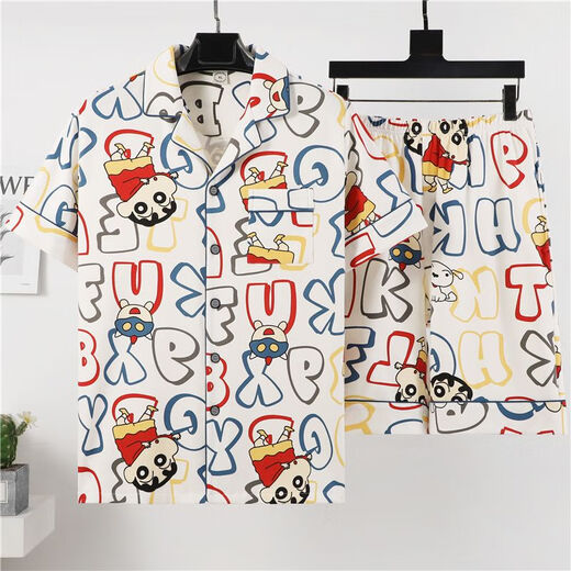 Mu fengqing Pyjama Herren Sommer kurzärmelige Shorts Comic Student Thin Plus Fat Plus Size Herren Hauskleidung Casual Anzug Red Eye 3271 [Cartoon-Anzug] m Standard (High 165100Jin [Jin entspricht 0,5 kg]))