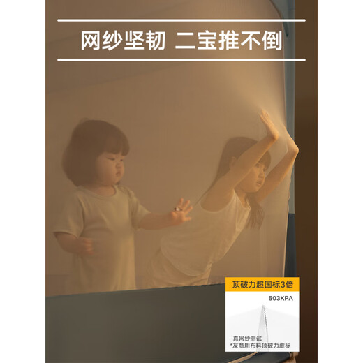 Meiduojia enhanced anti-fall mosquito net home 2025 new bedroom baby mosquito net children's fence sheet full bottom light blue separate mosquito net fast delivery 1.8*2.2m bed
