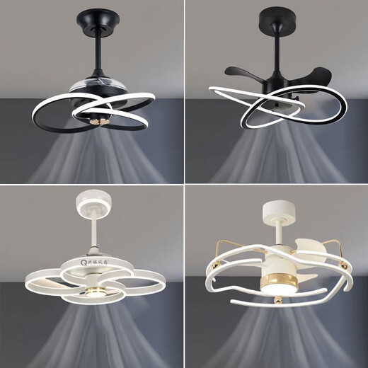 Opp iluminación (ople) 2025 Año Nuevo Nuevo techo invisible luces de ventilador de aliento grande Bedero de comedor para el hogar Ventilador eléctrico Integrado 80291/Convertidor de frecuencia blanco de 67 cm Control remoto + lenguaje inteligente