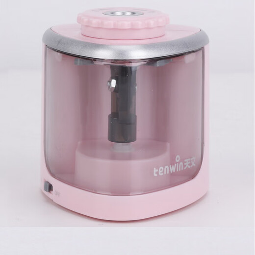 天文;TEN-WINtenwin电动卷笔刀蘑菇头儿童文具半自动削笔机电池 粉色TW8005 -英文 tenwin