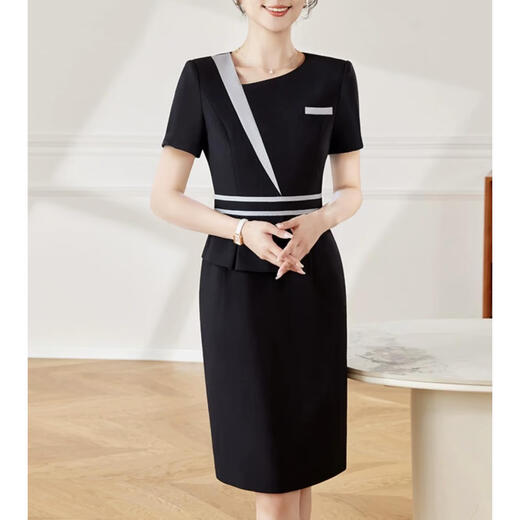 HKZN counter high-end beautician dress work clothes female temperament goddess Fan sells skirt jewelry store gold store black 9885 S