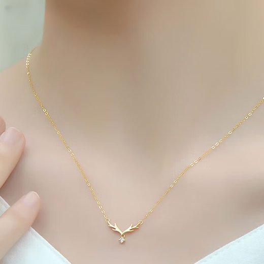 Juke 18K gold, a deer all the way with you necklace, girl clavicle chain, colored gold diamond pendant, birthday gift for girlfriend 18