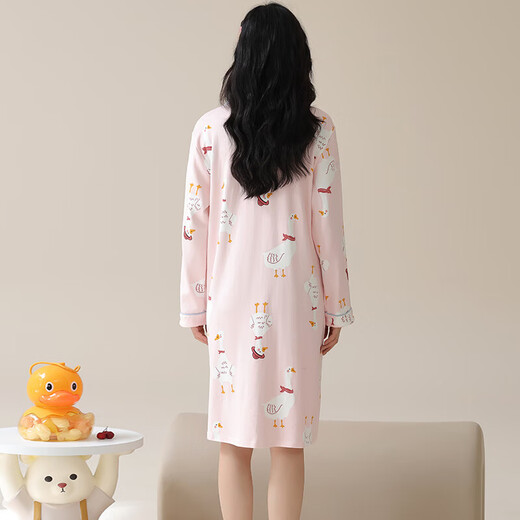 红腾（HONGTENG）碎花长裙月子服可外穿睡衣孕妇产前带胸垫公主风 11991：粉桃柔眠带胸垫开衫月子服 3XL （170-178cm，160-180斤）