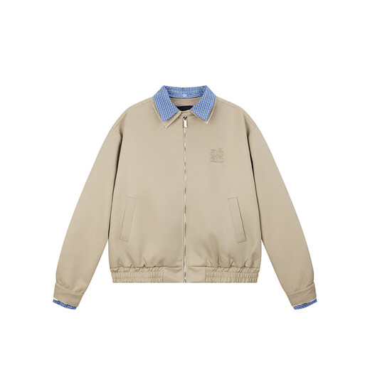 A CHOCK Achock official store American retro plaid stitching solid color couple jacket trendy brand work jacket top khaki M