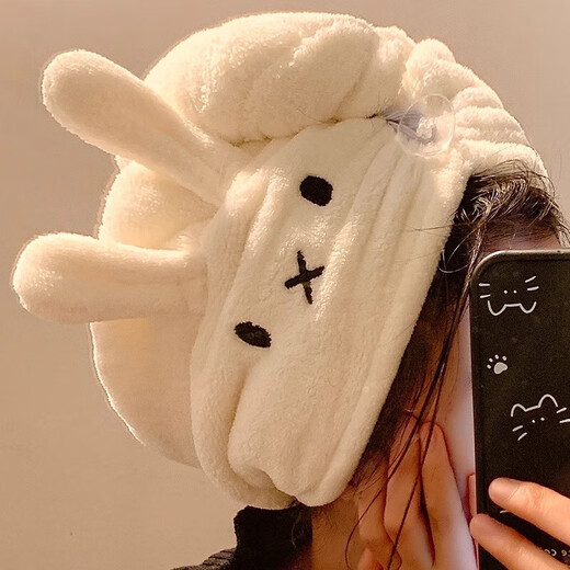 Cartoon Miffy Rabbit Dry Hair Hat Towel Set Two-piece Coral Velvet Women's Water-Absorbent Quick-drying Non-shedding Shampoo Children's Bath Towel Miffy Rabbit Dry Hair Hat