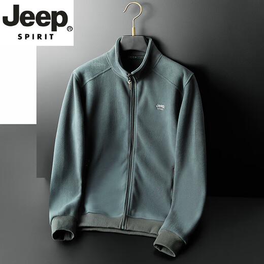 JEEP SPIRIT轻奢高端男装宽松春季新款立领开衫卫衣男士休闲运动夹克外套新品 军绿色 JEEP9901 M