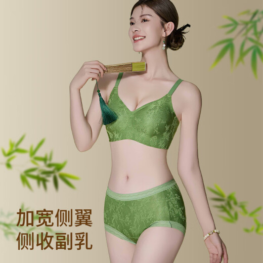 浪莎（LangSha）2025新款内衣女士无钢圈文胸收副乳文胸新中式小胸聚拢胸罩 【轻奢中式 礼盒包装】丁香紫 M 34/75 ABC通杯