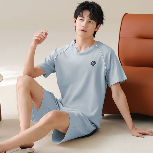 Meng Xinsheng Pure Cotton Short Sleeve Shorts Herren-Heimkleidung für Sommer tragbare antibakterielle Feuchtigkeitsabsorbing und Wunden kann außerhalb des Traum-Kurzarm-Sets von OMM13601 L getragen werden