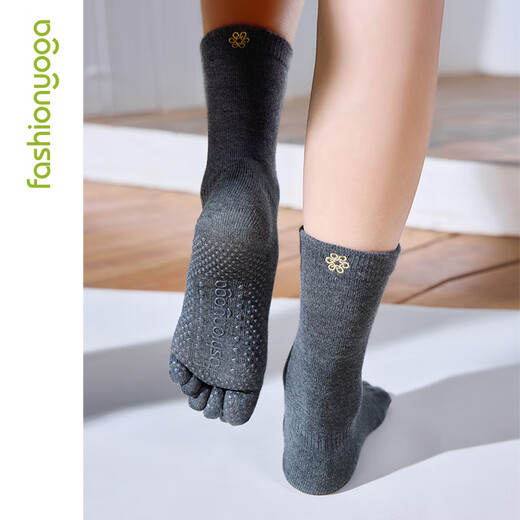 Fansheng Yoga Fitness Five Finger Yoga Socks Pilates Five Toe Half Socks FW043 Dark Gray One Size
