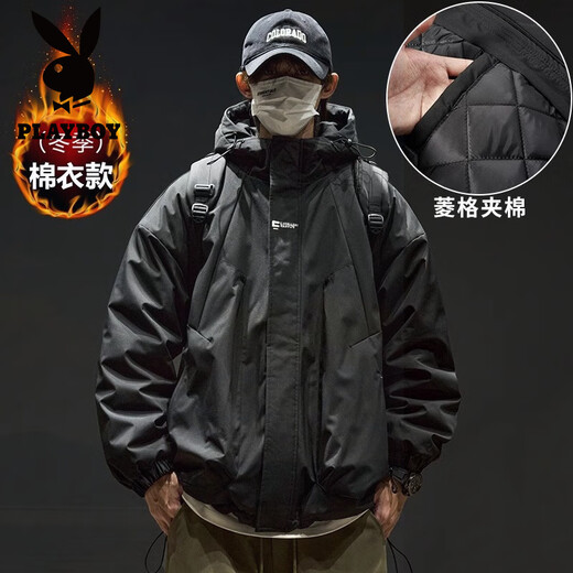花花公子（PLAYBOY）冲锋外套男女春秋季痞帅轻量户外登山服男美式复古工装夹克男装 745紫色 夹克 L (推荐120-145斤)