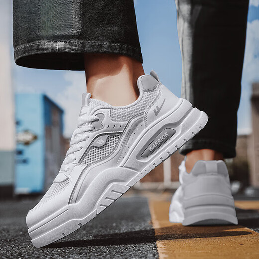 Adachi Kung Fu lijian Chaussures plus anciennes Chaussures de planche d'été pour hommes Single Mesh Shoes Hollow Breathable 2025 Nouvelles petites chaussures blanches Net White Grey 4877_Leather Surface Model 42