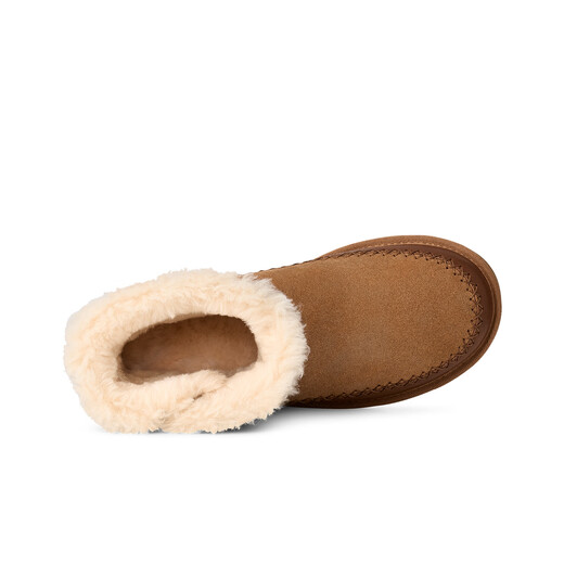 UGG new autumn women's comfortable, fashionable and warm flat-soled splicing casual belted short snow boots 1174575 CHE | Maroon 38