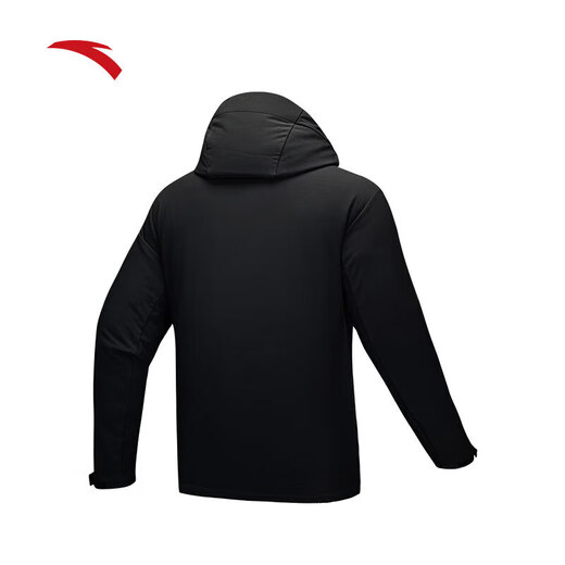 Anta Earth Shell Schock Kleidung gewebt und Vlies Kapuzenmänner und Frauen gleicher Jacke Spring Outdoor wasserdichte atmungsaktive Wanderung Basic Black-3 m (männlich 170)