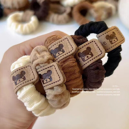 Fat Donglai's same ancient bracelet protective cover, gold bracelet, jade bracelet, anti-scratch and damage artifact jewelry hand, bear mark pleated large intestine ring, black and white 2 pieces