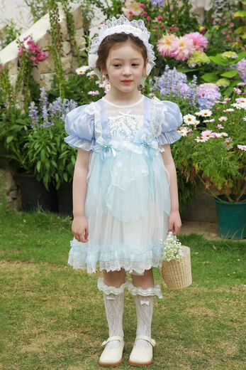 Girls 2025 Spring New Frozen Princess Elsa Dress Girls Fashionable Knited Picture Color 100