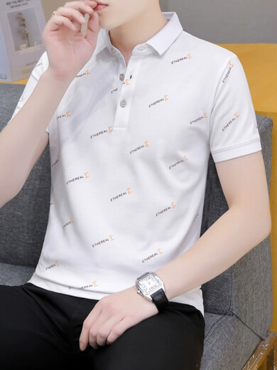 Hailan Summer Herren-Kurzärmler-Lapel Polo-Hemd Jugend lässig halbärmelig gedrucktes T-Shirt Herrenkragen Top dünne schwarze qy679 xl
