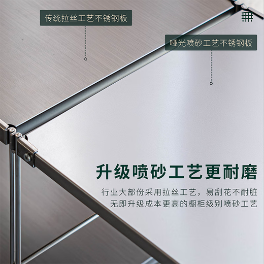 厨内助不锈钢厨房置物架微波炉烤箱多功能收纳架餐厅多层储物架SN4877 不锈钢板组合款带拉篮[长119]