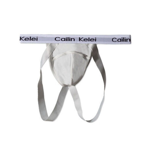 Banfishi men's sexy thong breathable back empty buttocks underwear cotton low-waist tight double-butt men's T-pants GAY 0 handsome white ck 2XL men's size 2XL