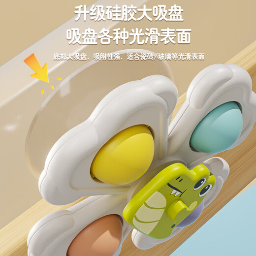 婴儿吸盘旋转儿童宝宝卡通餐桌洗澡车载手指转转乐玩具0-1岁6个月 动物转转乐