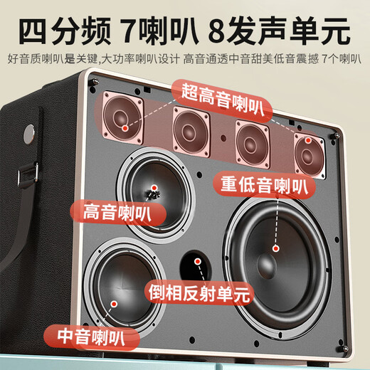 Xinke S76 video machine square dance audio with display screen outdoor performance lever mobile audio large volume K song request speaker all-in-one WiFi touch version dual microphone