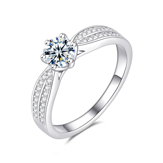 Pt950 Platinum Moissanite Diamond Ring Starlight Queen 18K Gold Ring Wedding Proposal Ring for Girlfriend Holiday Gift Light Luxury Starlight Queen 2 Carat Diamond Ring Live Mouth Adjustable Size