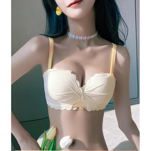 2025 New Sexy Pure Desire Thin Underwear Women's Bra Small Breast Push Up Show Bigger Set Underwear Black - Single Piece XL 85/38AB Thick Style Comfortable Push Up