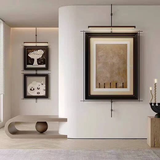
Yonghuan wall metal hanging boom hanging painting with light style hotel model room entrance tea room creative decoration decoration style B overall 13575 picture frame 6380 light wiring style