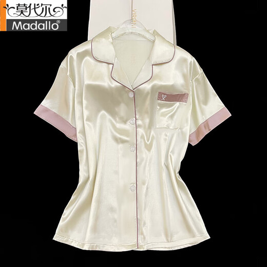 
Modal 2025 new ice silk pajamas for women short-sleeved summer thin silk for outdoor wearable home clothing suit spring and summer FS_9214# cardigan double short lace pocket 2XL