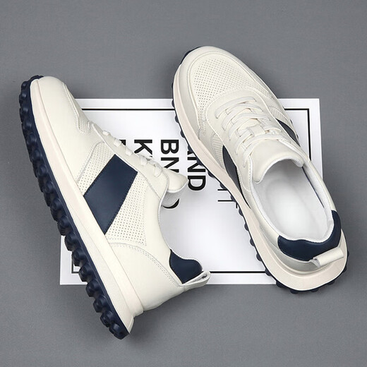 
NOSSKISS International Luxury Brand Men's Shoes 2025 Summer Breathable New Genuine Leather Casual Forrest Gump Shoes Versatile White Shoes White 41 Equals Sport Shoes 42 Size