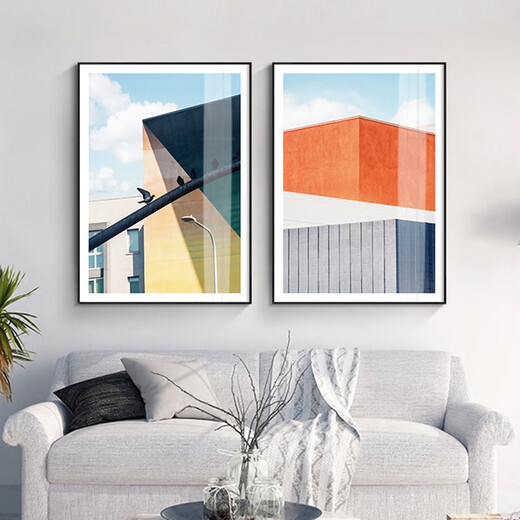 Trout living room bedroom mural restaurant decoration painting Nordic internet celebrity creative personality hanging painting Nordic style architectural painting ZY17-13701 60*80 aluminum alloy black with plexiglass