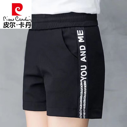 Pierre Cardin, vêtements de mère d'âge moyen, shorts décontractés lâches et polyvalents pour femmes 2025 Été Nouveau taille haute minceur de sports à cinq points Black Black [9928] M recommandé 80-90jin [Jin est égal à 0,5 kg]