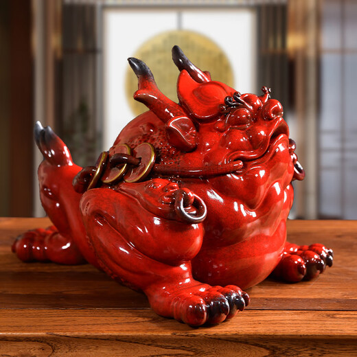 
Zeng Guoqing Ceramics and Golden Toad Ornaments Large Three-legged Toad Shop Living Room Cash Desk Decoration Opening Gift Product 9215