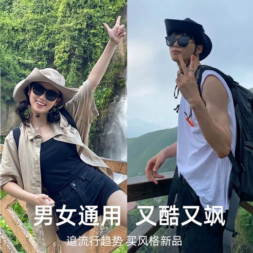 西部大檐遮阳帽卷边骑士帽时尚毛毡礼帽民族风藏族 牛仔帽-深灰色