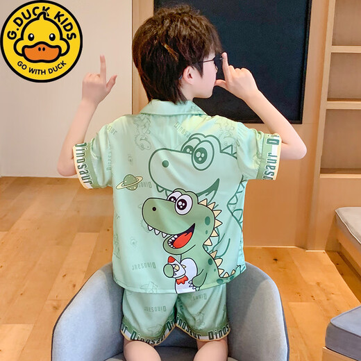 HARROW Little Duck Children's Pyjamas's Boys Boys Summer Ice Silk Thin Short Suit Suit d'été Médium d'été et Big Boys Cartoon à la mode Vêtements à domicile Ice Silk Slee à manches courtes G6624 # White Kuromi 170 Taille 12 [Hauteur suggéré 120-130cm]