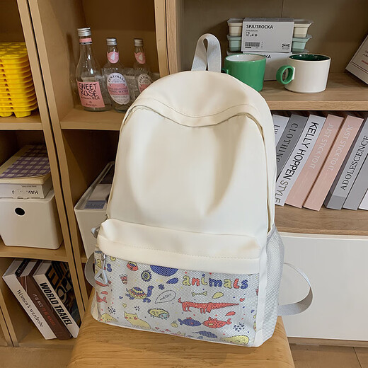 书包女高中生初中生小学生双肩包大学生电脑包简约时尚旅行背包 灰色 SG8459