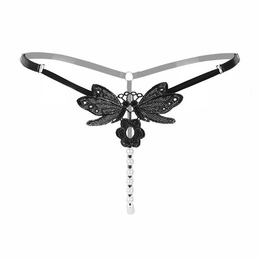 European and American sexy hollow lace thong metal ring decoration invisible hip lifting T-pants with thin straps and low waist women's underwear white one size fits all 90150Jin Jin equals 0.5kg adjustable size