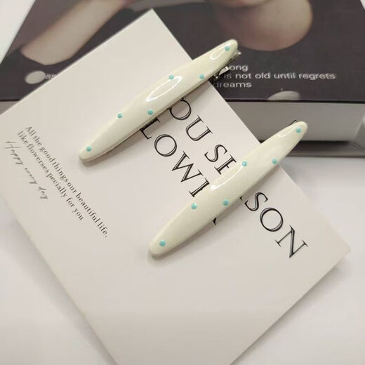 CHANSUNRUN Korean style blue and white polka dot cream hairpin dripping oil duckbill side clip fashion bangs clip hairpin headdress blue and white polka dot hairpin blue 2 + white 2 4 pcs