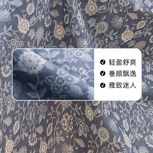 
Ehangy light luxury brand dress for women 2025 summer new short-sleeved floral temperament generous slim and fashionable shirt skirt blue gray XL