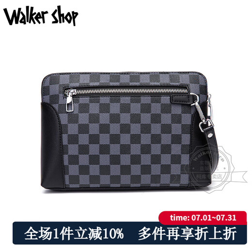 Walker Shop手包男大容量真皮新款手抓包牛皮商务时尚手拿男士包包 黑色