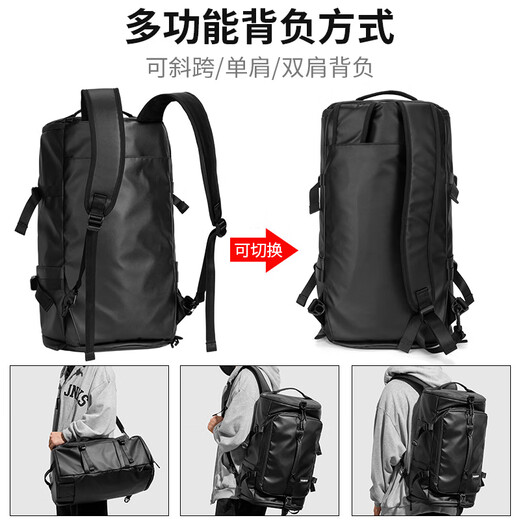 GPHF德系多功能户外骑行双肩包男背包出差旅游电脑包大容量运动登山包 黑红叶子-顶部单开口