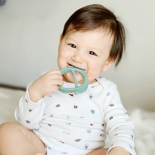 LNGA LANDGRE baby three-dimensional teether baby anti-eating hand bite bite music silicone teething stick creative food grade elephant three-dimensional model pink