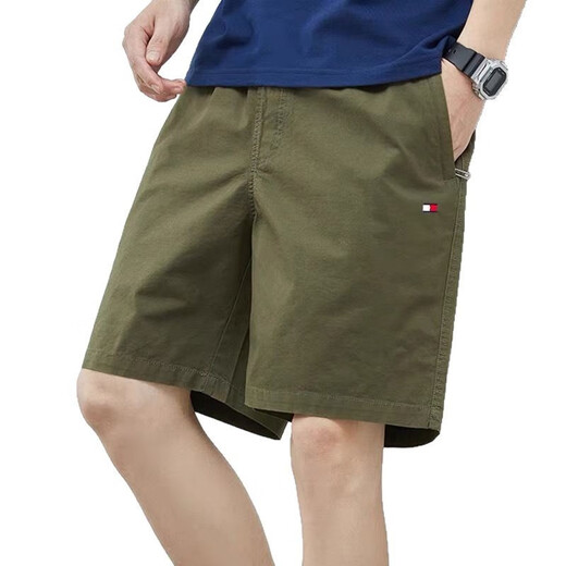 
TOMMY JEANS Tommy Summer Pure Cotton Shorts Men's Versatile Loose Beach Pants 9215 Bean Green L