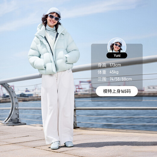 Tambor puff down jacket women's short removable hood autumn and winter warm jacket 25 years new 5530520D puff blue 165