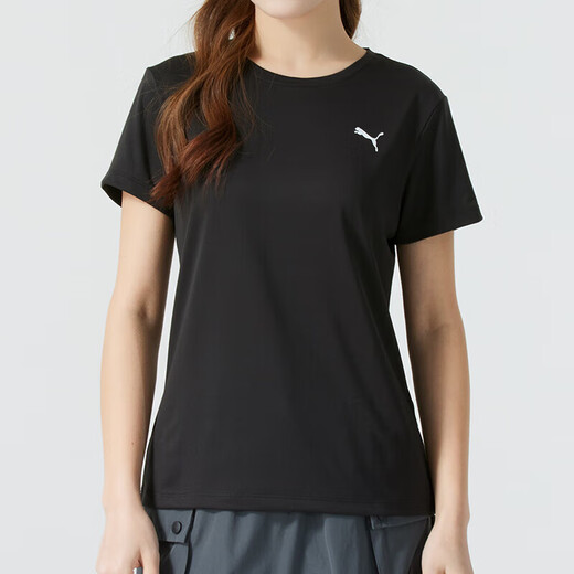 Puma (Puma) Anzug Frauenkleidung 2025 Sommer Fitness, die atmungsaktiven Sport-Kurzärmel-T-Shirt-T-Shirt-T-Shirt-T-Shirt-T-Shirt-Trainingshorts 2-teiliger 528393-01+685640-01 m läuft