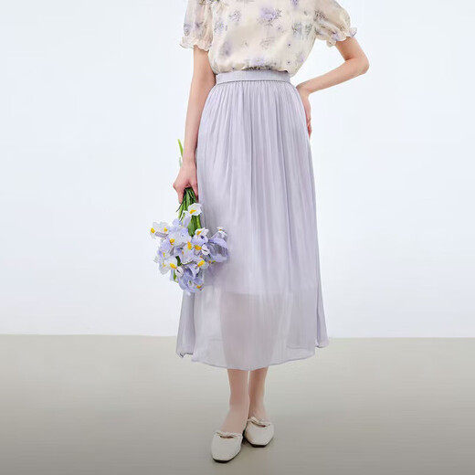 高级流光纱半身裙女2025夏季新款气质高腰显瘦纱裙中长款超仙裙子 1343紫色【珠光感网纱裙】 L 推荐【110-125斤】