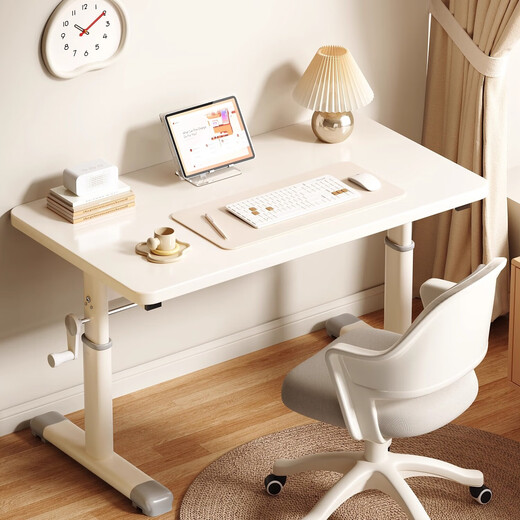 MODX Desk Study Table Children's Special 6-18 Years Old Solid Wood Liftable Junior High School High School Student Home Student Writing Desk Hand Lift Thickened Solid Wood White 120*60cm